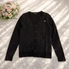 バーバリー　ノバチェック　ウールニットカーディガン ブラック　羊毛