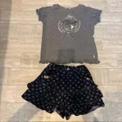 pom ponette Tシャツとドットスカートセット 130