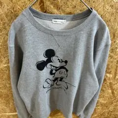 ディズニー　スウェットトレーナー　グレー　ミッキーマウス　裏毛　ビッグプリント