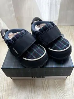IFME ネイビー チェック柄 ベビーシューズ