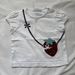 familiar いちごウサギ刺繍 Tシャツ 80