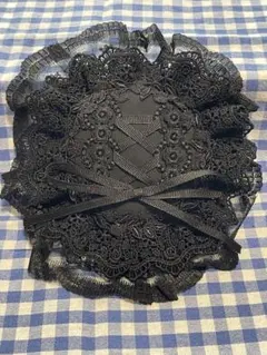難あり　黒×黒　円形ヘッドドレス　③