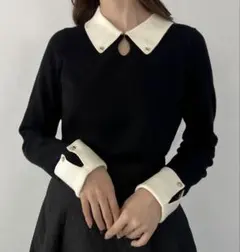 JUNOAH バイカラーニット