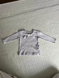 ストライプ リボン付き 長袖Tシャツ