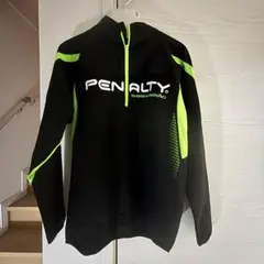 PENALTY スポーツウェア ハーフジップ 黒×ライムグリーン