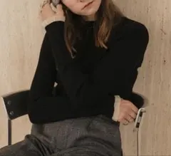 【forksy.】＜エブリデイシリーズ＞シアーフリルカフスリブニットプルオーバー