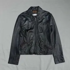 レザージャケット ジップアップ ダークブラウン M L きれいめ シンプルのサムネイル