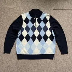 ブルックスブラザーズ　ニット　アーガイル柄　ネイビー　メリノウール100%
