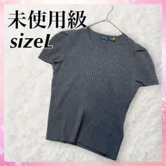 極美品 Polo Ralph Lauren グレー リブ 半袖ニット L