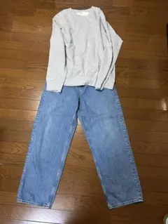 専用です　ユニクロ ワイドストレートジーンズ &スウェットシャツ美品 2点セット