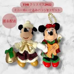 TDR ディズニークリスマス2022 ミニーマウス ぬいぐるみバッジ2個セット