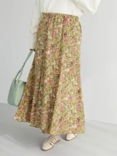 ◎美品◎グリーンパークス　花がらロングスカート