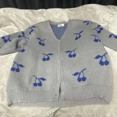 SHEIN グレー チェリー柄 カーディガン セーター