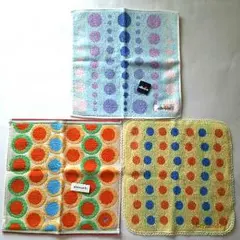 ☆ブランド ミニタオル3枚セット☆ピエールカルダン、エレッセなど水玉模様