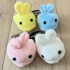 アニマルキーチェーン　ぬいぐるみ　マスコット　ウサギ　スリッパ　４色セット