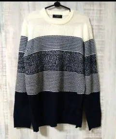 〈美品〉メンズ　ニット　セーター　トレーナー　Lサイズ　ボーダーニット　アウター