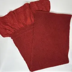 ｟美品｠振袖用帯揚げ　総絞り　正絹　赤茶　茜色