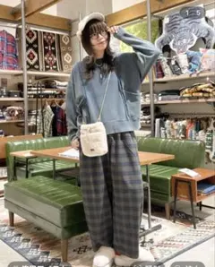 ニコアンドnikoand チェックツイルパンツ　ワイド　カジュアル