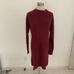 在庫セール　ARCHIVES バーガンディ ニットワンピースMサイズ