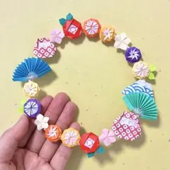 折り紙　リース　達磨　お花　約15cm　飾り　和雑貨　縁起物　ディスプレイ