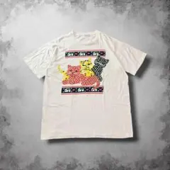 90s JamaicaTee ヴィンテージアニマルTシャツ 猫 フラワーアートT
