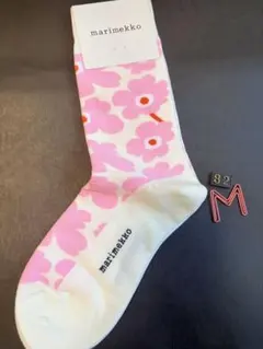 marimekko ソックス 花柄 ピンク ホワイト