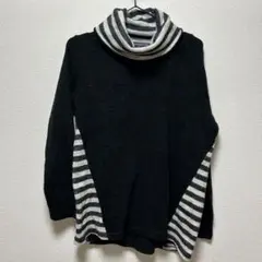 ハニーサックルローズ 黒 ボーダー 長袖ハイネックニット L