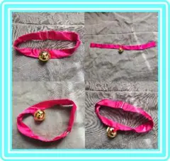 ★超素敵★ネックリング★鈴付き★サテン地（レッド）★フック式★ゴールド★DD51