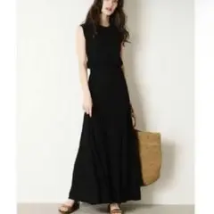 Mila Owen ミラオーウェン プリーツニットロングワンピース black