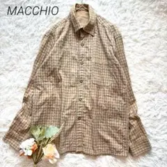 マッチオ　2wayリバーシブルシャツ　チェック柄　M ベージュ　綿100%