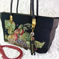 【タグ付 未使用】シンクビー トート 2way フルーツバスケット 刺繍 ビーズ