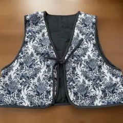 花柄刺繍ベスト ネイビー・ホワイト