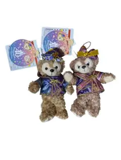 新品　TDR40周年衣装のダッフィー&シェリーメイのチェックマスコットぬいぐるみ