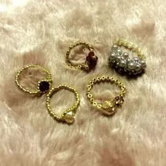ハンドメイド ビーズリング 5点セット