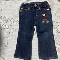 美品☆ミキハウスダブルビー☆刺繍 デニムパンツ☆90