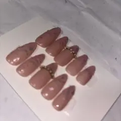 ヌードピンク アーモンド型ネイルチップ 10個セット