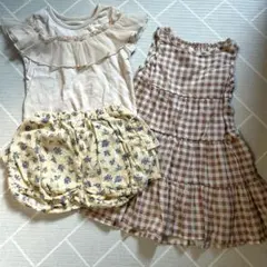 【新品タグ付き】ワンピース トップス ボトムス 3点セット90サイズ