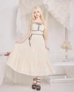 michellMacaron バイカラーティアードロングワンピ - メルカリ