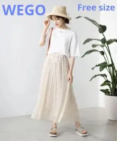 WEGO シフォンプリーツロングスカート フリーサイズ 裏地付き ドット柄