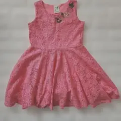 6X(120-130cm)＊Lily Bleuピンクレースノースリーブワンピース