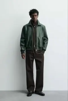 H&M ATELIER ルーズフィット レザーアビエータージャケット M - メルカリ