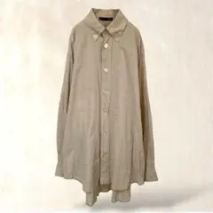 Johnbull ジョンブル　長袖シャツチュニック　M　麻綿　ベージュ　ゆったりのサムネイル