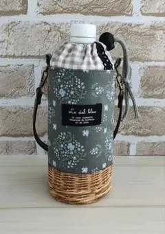 お花のペットボトルカバー☆グレー　保温保冷