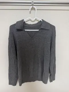 UNIQLO Vネック長袖ニット XL グレー