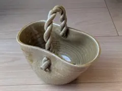 中川一辺陶 陶器製 手付き花器 バスケット型 値下げ】中川一辺陶 陶器製 手付き花器 バスケット型 - メルカリ
