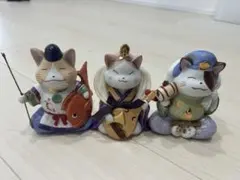 七福神 招き猫 置物 3点セット 縁起物 陶器 貯金箱のサムネイル
