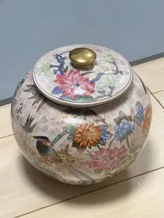【希少】明治時代 薩摩焼 金襕手 花鳥紋 壷 「大清光緒年制」款 古美術 骨董