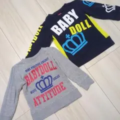 BABYDOLL トレーナー ネイビー グレー　90 100