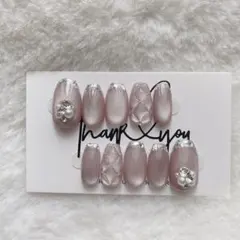 シルキー　マグネットネイル　ガラスフレンチ　キルティング　ネイルチップ　現品