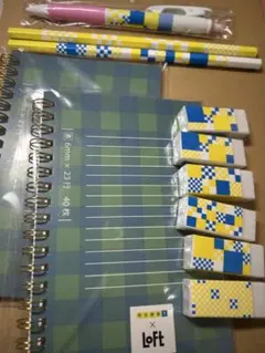明光義塾　Loft チェック柄　ノート　シャーペン　鉛筆　消しゴム×6